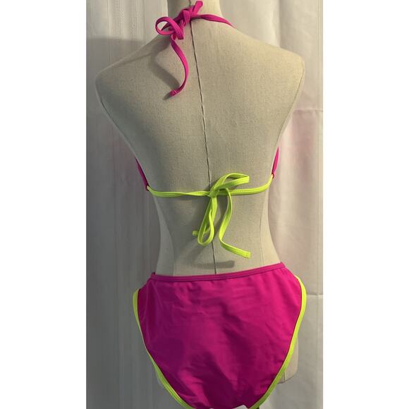 Women's Colorful String Bikini Set Sexy Triangle Two Piece Neon Bikini Size XL - Picture 4 of 11